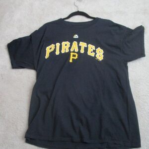 MAJESTIC MLB Pittsburgh Pirates Unisex Tee Shirt Black Size Large Pre-owned